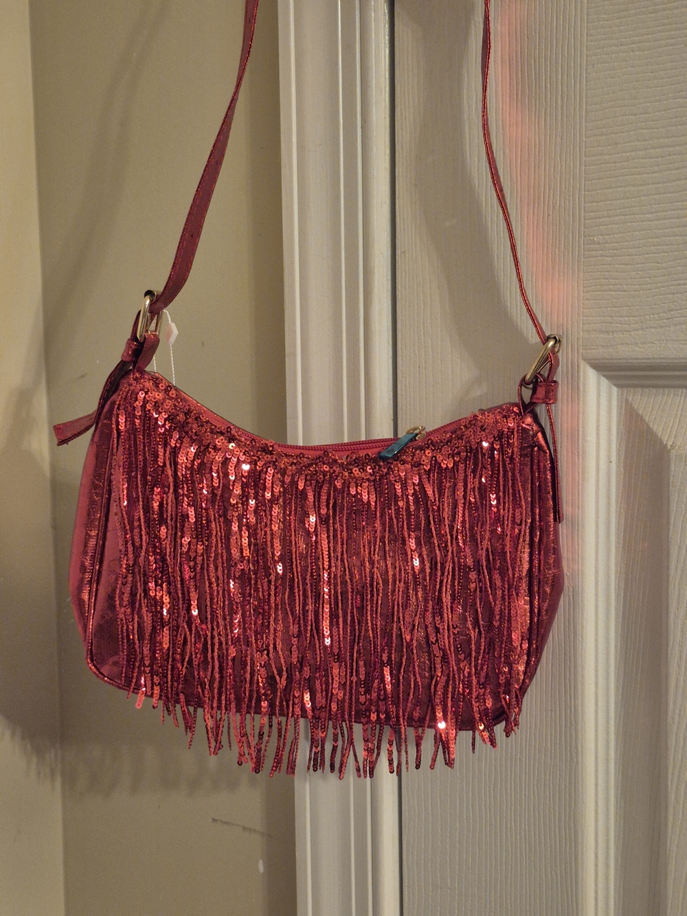 Sequin Fringe Red Crossbody Bag for Women